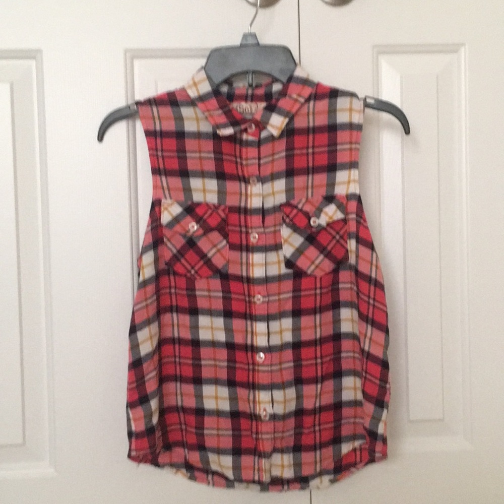 Red flannel cut off shirt